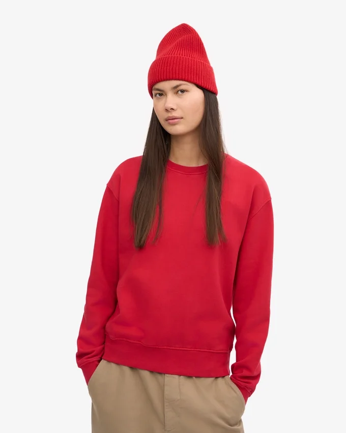 Damen Classic Organic Bio-Pullover – Scharlachrot