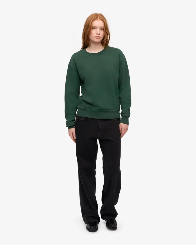 Damen Classic Organic Crew – Smaragdgrün