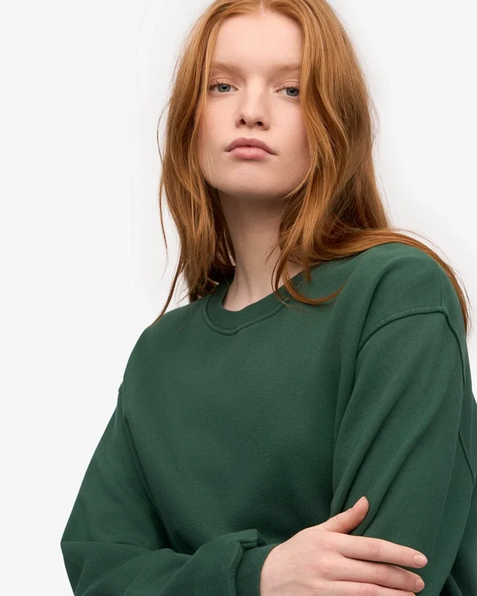 Damen Classic Organic Crew – Smaragdgrün