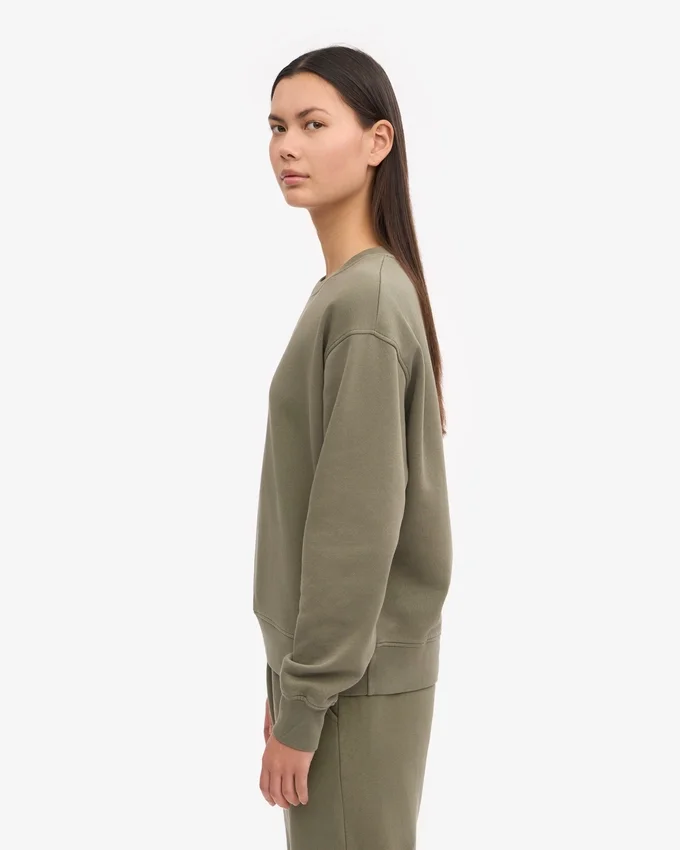 Damen Classic Organic Crew – Staubiges Oliv