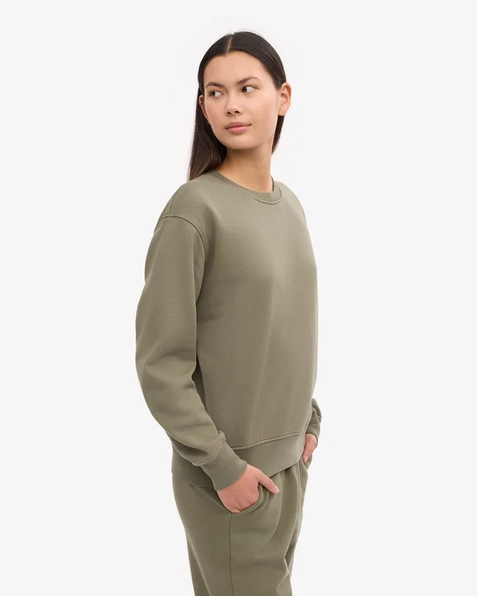 Damen Classic Organic Crew – Staubiges Oliv