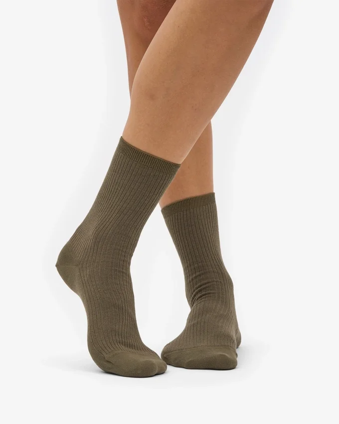 Damen-Classic Organic-Socken – Staubiges Oliv