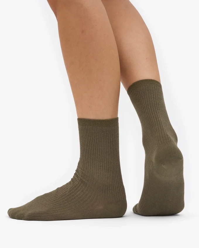 Damen-Classic Organic-Socken – Staubiges Oliv
