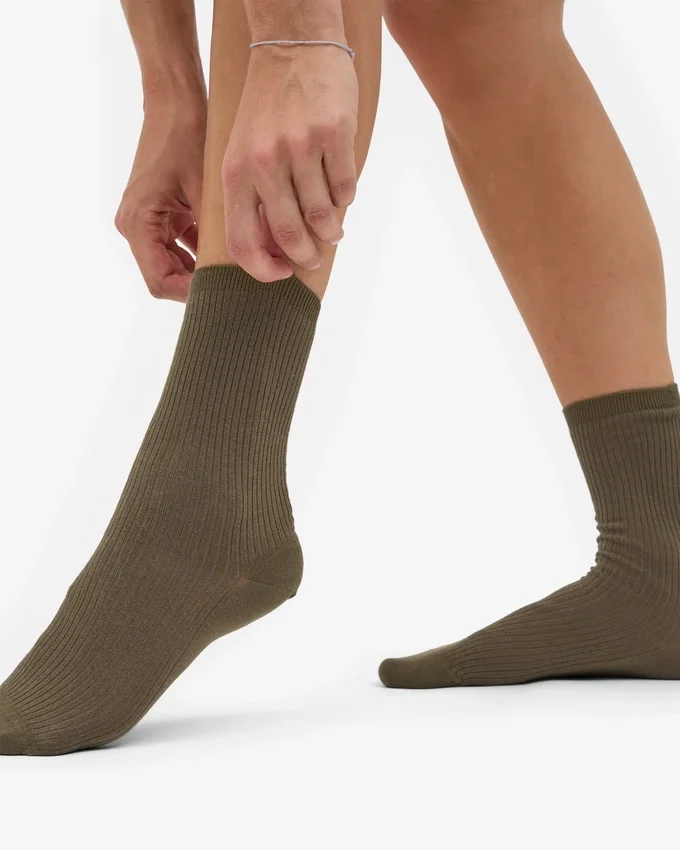 Damen-Classic Organic-Socken – Staubiges Oliv