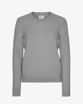 Damen-Classic-Pullover aus Merinowolle – Meliergrau