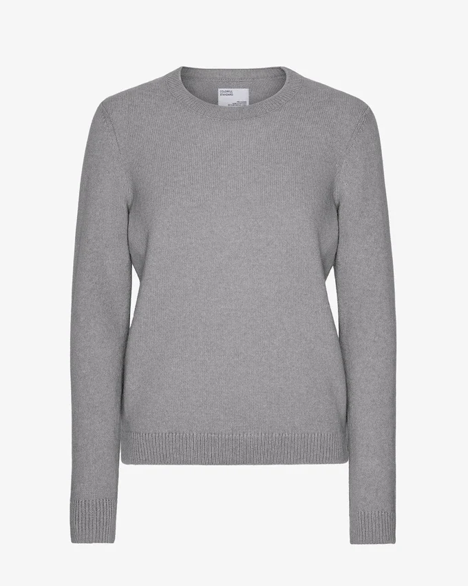 Damen-Classic-Pullover aus Merinowolle – Meliergrau