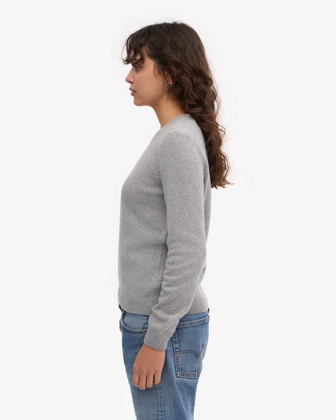 Damen-Classic-Pullover aus Merinowolle – Meliergrau