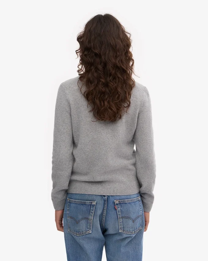 Damen-Classic-Pullover aus Merinowolle – Meliergrau