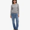 Damen-Classic-Pullover aus Merinowolle – Meliergrau