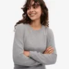 Damen-Classic-Pullover aus Merinowolle – Meliergrau
