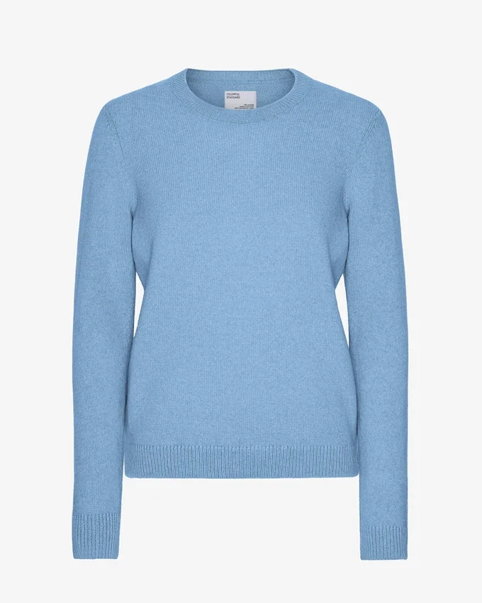 Damen-Classic-Pullover aus Merinowolle – Seaside-Blau