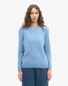 Damen-Classic-Pullover aus Merinowolle – Seaside-Blau