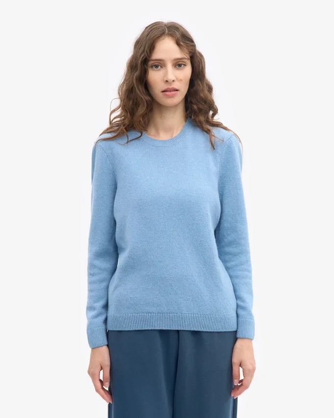 Damen-Classic-Pullover aus Merinowolle – Seaside-Blau