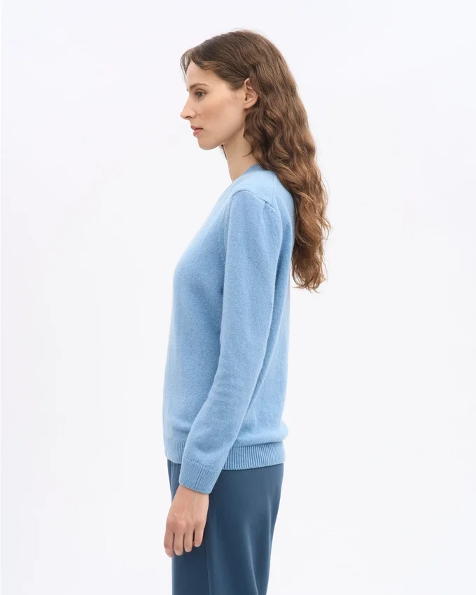 Damen-Classic-Pullover aus Merinowolle – Seaside-Blau