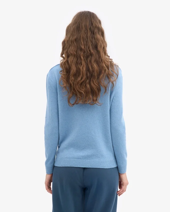 Damen-Classic-Pullover aus Merinowolle – Seaside-Blau