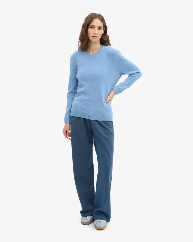 Damen-Classic-Pullover aus Merinowolle – Seaside-Blau