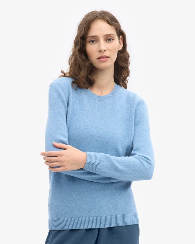 Damen-Classic-Pullover aus Merinowolle – Seaside-Blau