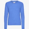 Damen-Crew-Shirt aus leichter Merinowolle – Pazifikblau