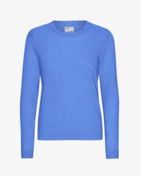 Damen-Crew-Shirt aus leichter Merinowolle – Pazifikblau
