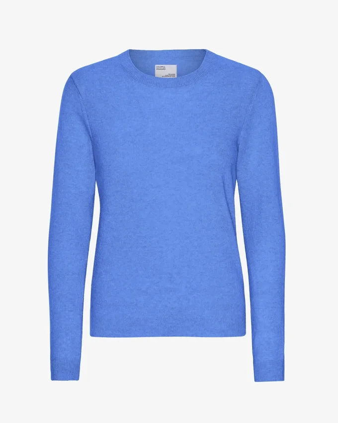 Damen-Crew-Shirt aus leichter Merinowolle – Pazifikblau