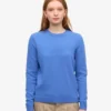 Damen-Crew-Shirt aus leichter Merinowolle – Pazifikblau