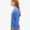 Damen-Crew-Shirt aus leichter Merinowolle – Pazifikblau