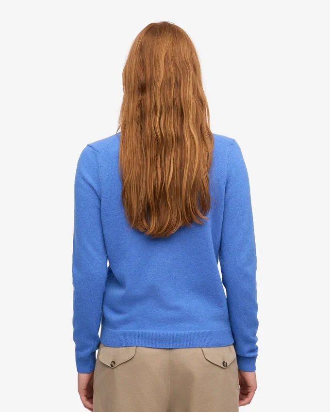 Damen-Crew-Shirt aus leichter Merinowolle – Pazifikblau