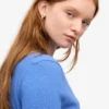 Damen-Crew-Shirt aus leichter Merinowolle – Pazifikblau