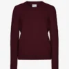 Damen-Klassiker aus Merinowolle – Crew – Oxblood-Rot