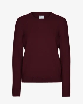 Damen-Klassiker aus Merinowolle – Crew – Oxblood-Rot