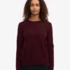 Damen-Klassiker aus Merinowolle – Crew – Oxblood-Rot