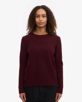 Damen-Klassiker aus Merinowolle – Crew – Oxblood-Rot