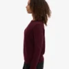 Damen-Klassiker aus Merinowolle – Crew – Oxblood-Rot