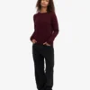 Damen-Klassiker aus Merinowolle – Crew – Oxblood-Rot