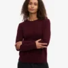 Damen-Klassiker aus Merinowolle – Crew – Oxblood-Rot