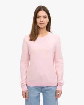 Damen-Klassiker-Pullover aus Merinowolle mit Rundhalsausschnitt – Marineblau