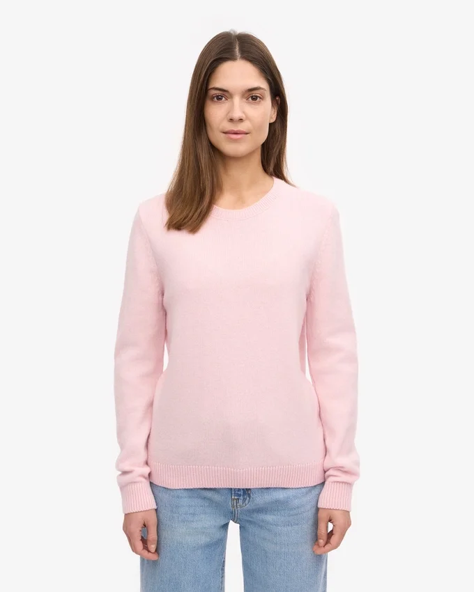 Damen-Klassiker-Pullover aus Merinowolle mit Rundhalsausschnitt – Marineblau