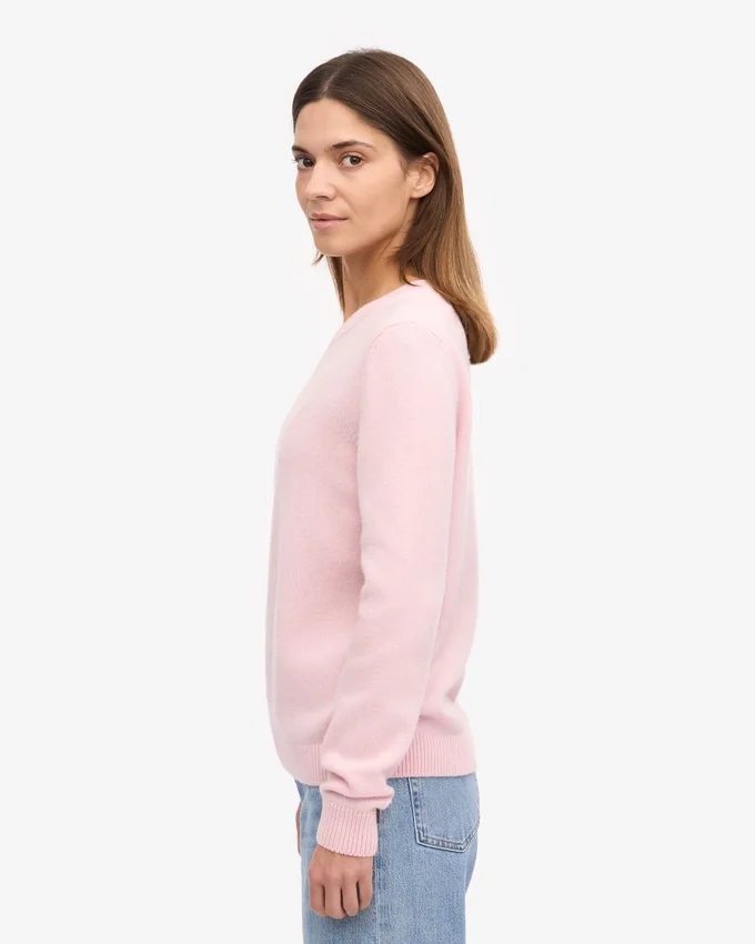 Damen-Klassiker-Pullover aus Merinowolle mit Rundhalsausschnitt – Marineblau