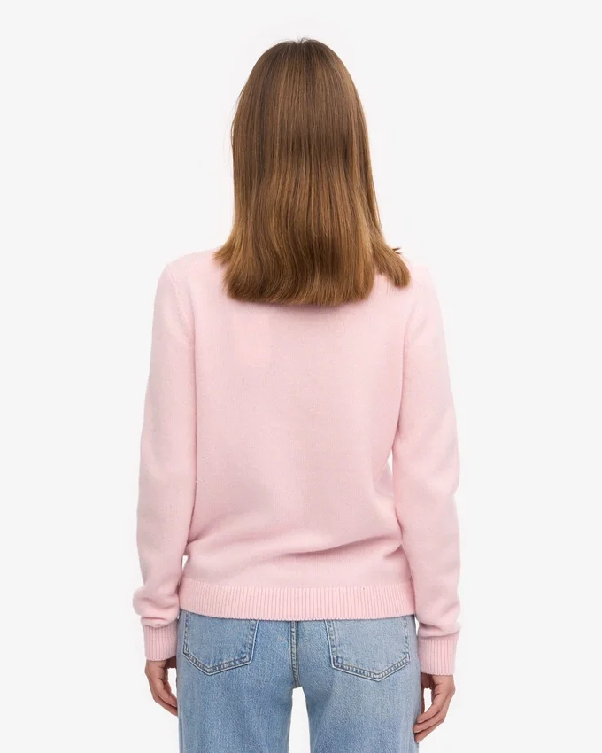 Damen-Klassiker-Pullover aus Merinowolle mit Rundhalsausschnitt – Marineblau