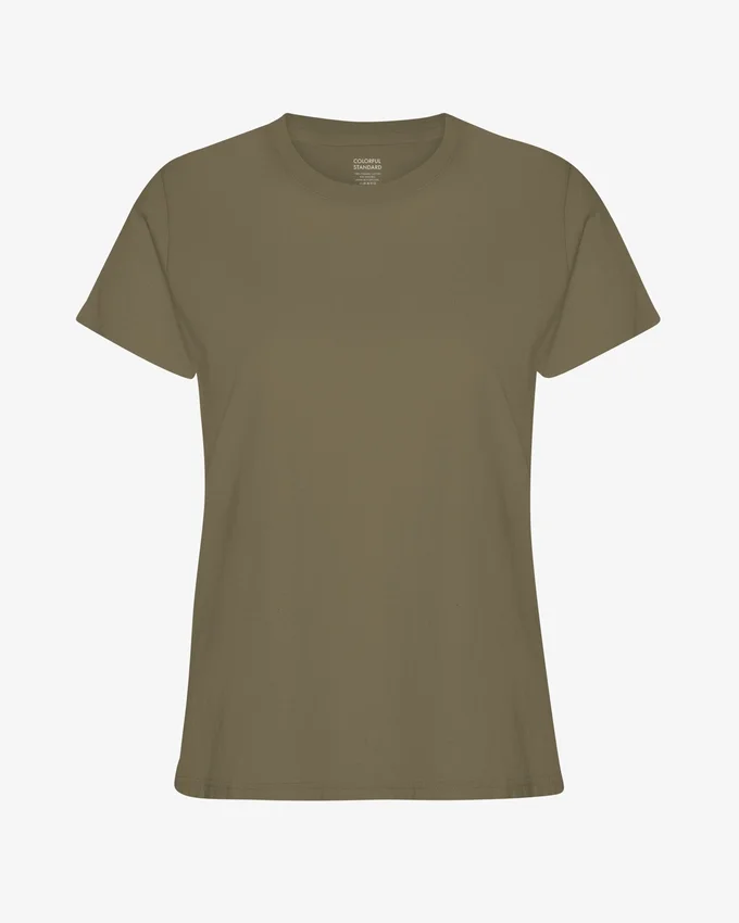 Damen-Light Organic Tee aus Bio-Baumwolle, leicht – Staubiges Oliv