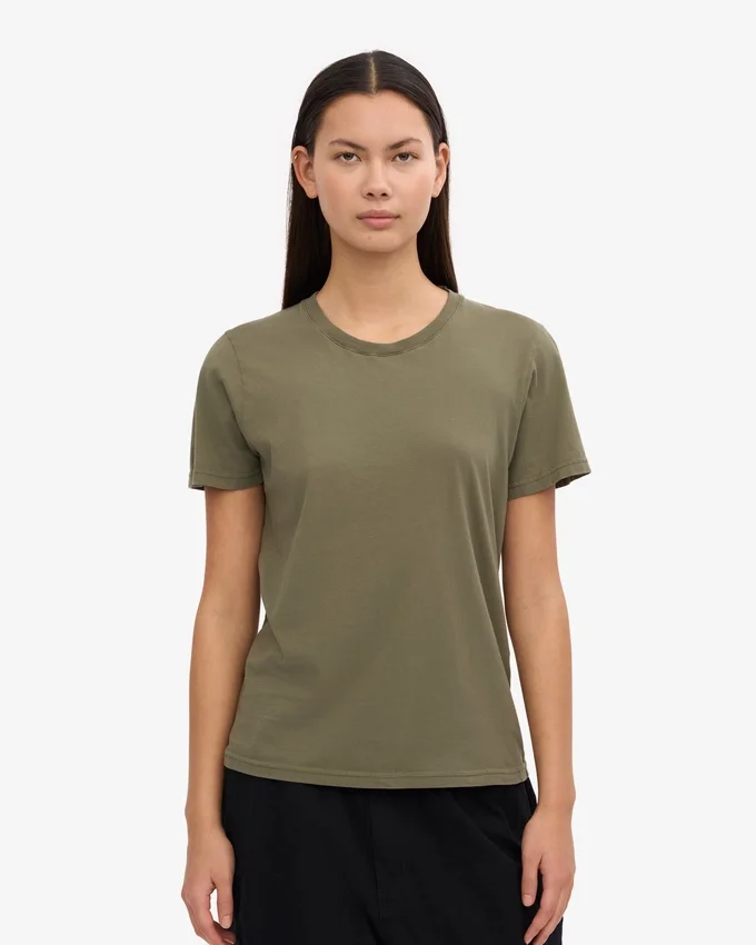 Damen-Light Organic Tee aus Bio-Baumwolle, leicht – Staubiges Oliv