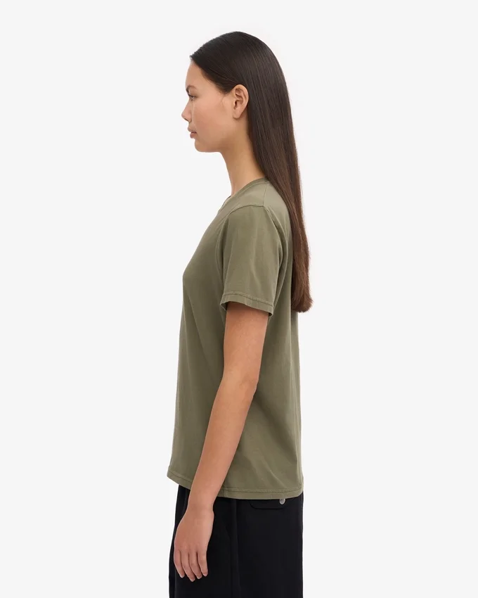 Damen-Light Organic Tee aus Bio-Baumwolle, leicht – Staubiges Oliv