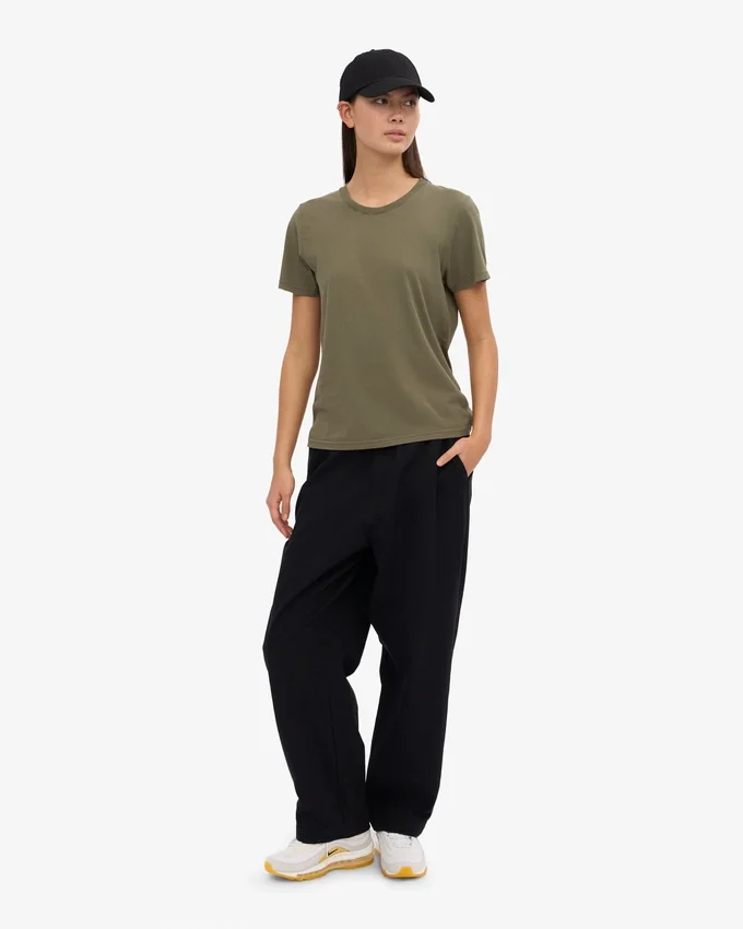 Damen-Light Organic Tee aus Bio-Baumwolle, leicht – Staubiges Oliv