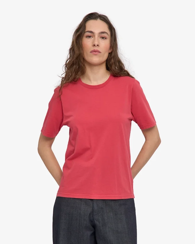 Damen-Light Organic Tee aus Bio-Baumwolle, leicht – Verwaschenes Rot