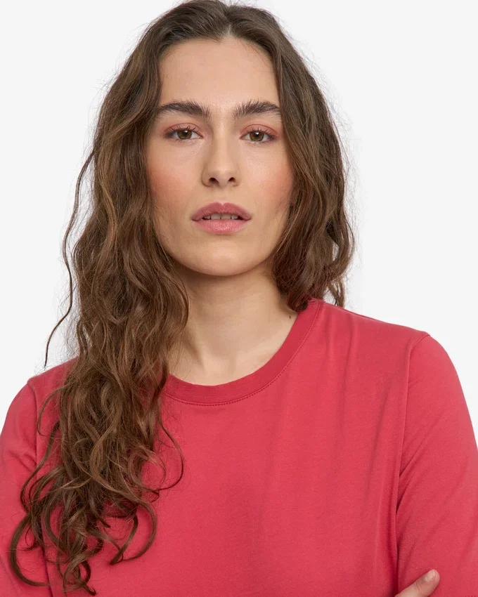 Damen-Light Organic Tee aus Bio-Baumwolle, leicht – Verwaschenes Rot