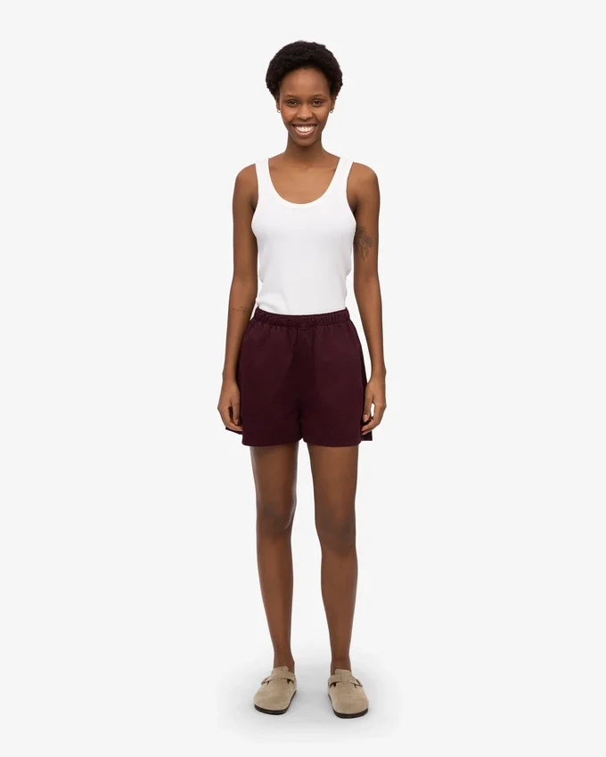 Damen-Organic Twill Shorts – Oxblood-Rot