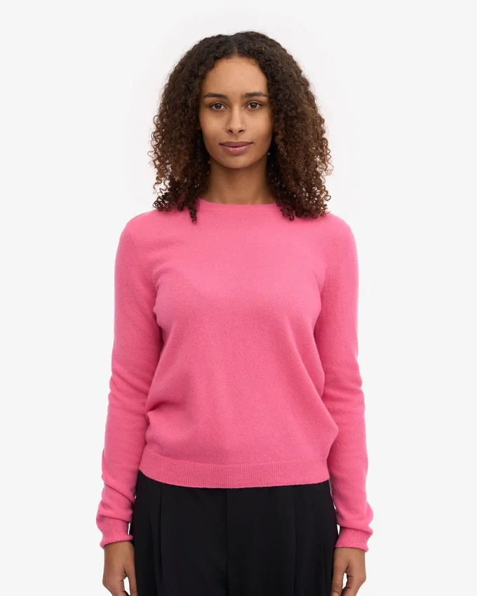 Damen-Pullover aus leichter Merinowolle – Bubblegum-Pink