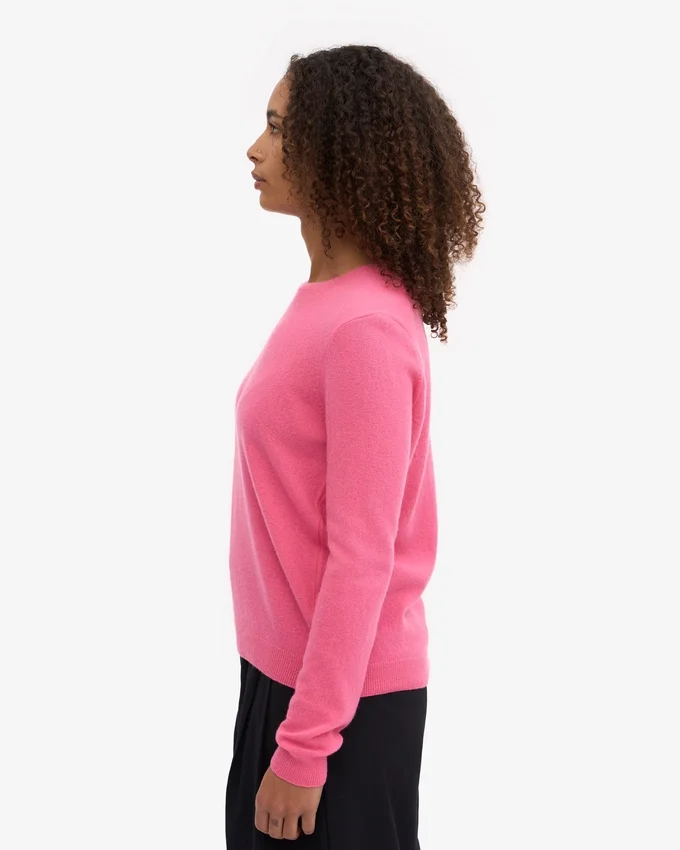 Damen-Pullover aus leichter Merinowolle – Bubblegum-Pink