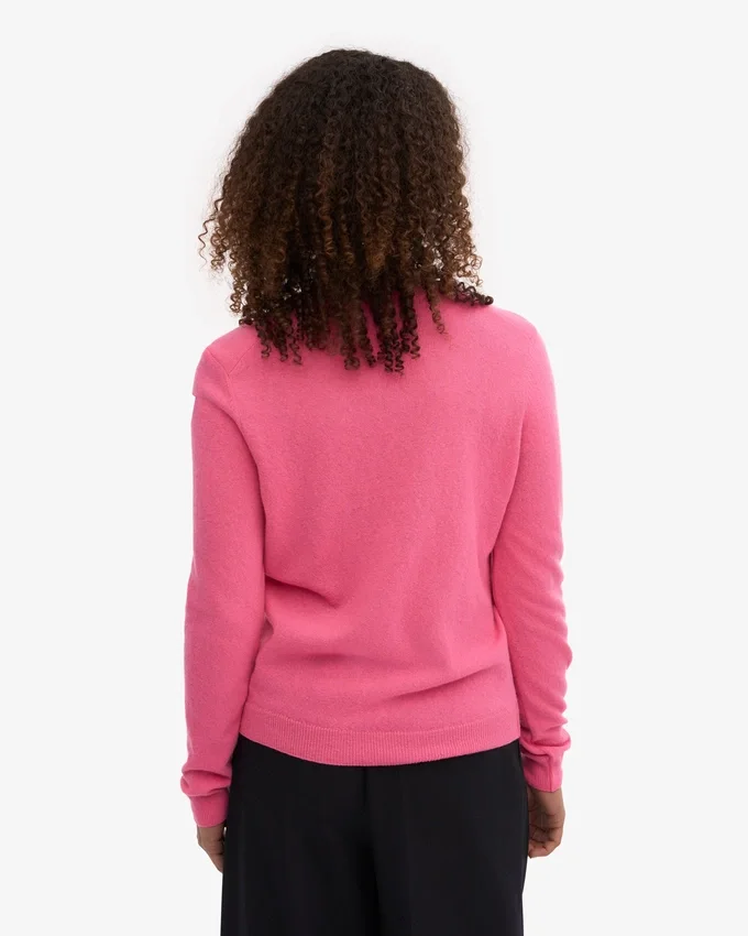 Damen-Pullover aus leichter Merinowolle – Bubblegum-Pink