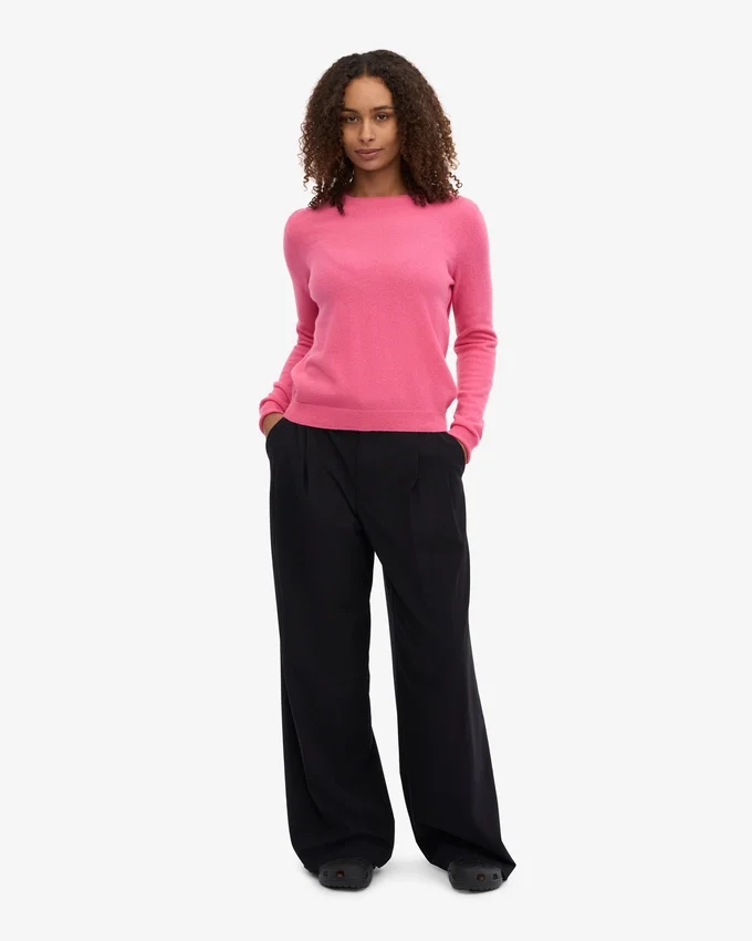 Damen-Pullover aus leichter Merinowolle – Bubblegum-Pink